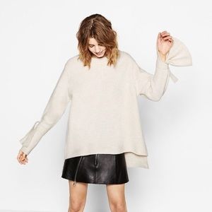 ZARA TIE SLEEVE KNIT SWEATER